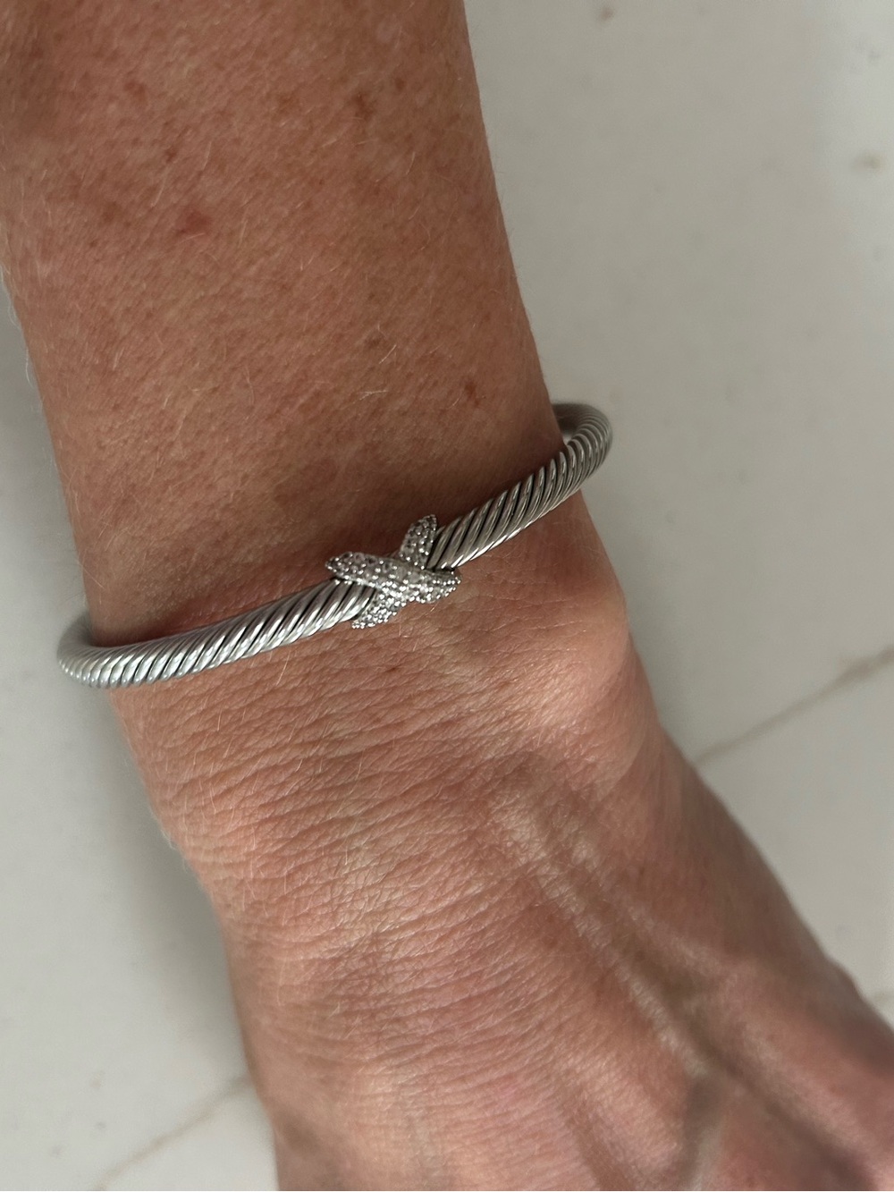 David Yurman diamond x cable bracelet